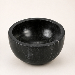 Bol en marbre noir, décoration minimaliste moderne, centre de table en marbre massif, artisanat en pierre naturelle, décoration de table de luxe pour la maison - Product Image 1