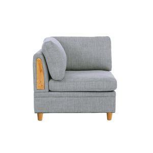 Cuscino Angolare Dorris in Tessuto Grigio Chiaro per Divano da Soggiorno con Gambe in Legno, Design Elegante e Confortevole - Product Image 2