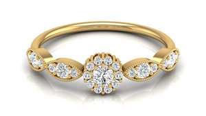 Anillo de Diamante Cultivado en Laboratorio Personalizado, Chapado en Oro de 10K, 14K, 18K, Anillo Solitario de Media Eternidad, Diseño Hecho a Mano, Proveedor de Anillos de Oro Sólido - Product Image 1