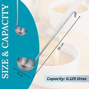 Cucharón de acero inoxidable de suministro de fábrica con mango largo para servir sopas, verduras al curry para boda, fiesta, hogar, celebración, uso - Product Image 3