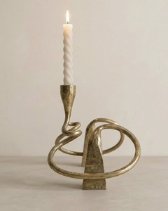 Unique Antique brass candelabra set Five <b>tapered</b> flameless <b>candles</b> Home wedding <b>candle</b> decoration - Product Image 2