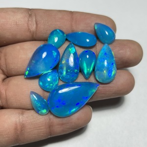 Ethiopian Blue Opal Pryba Color Natural Opal Loose Cabochon Pear Cut Precious Gemstone for Jewelry Making Collection - Product Image 2