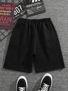 Stylish <b>Men's</b> Solid Black Regular Fit Corduroy Knitted Mid-rise <b>Shorts</b> Four <b>Pockets</b> <b>Zip</b> Fly Waistband Belt 100% Cotton Front - Product Image 5