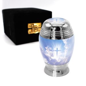 Urna Funeraria para Cenizas Humanas, Diseño Amor de Cristo, para Entierro o Funeral, Extra Grande, Grande y Pequeña, para Guardar Recuerdos - Product Image 1