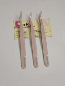 Private Label False Eyelash Tweezers Applicator With Comb Beige Pink Color Eyelash Scissors Custom Logo Eyelashes Beauty <b>Tools</b> - Product Image 3