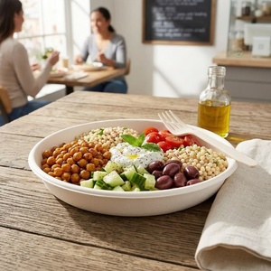 Bol en canne à sucre de 18 oz avec couvercle transparent pour emballage alimentaire durable, bol à burrito avec couvercle pour livraison de restaurant et service de restauration - Product Image 1