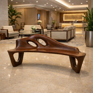 Banc en bois massif Luxali C009, dossier incurvé, écologique, durable, meubles d'extérieur, entrée, salon, hall d'entrée - Product Image 4