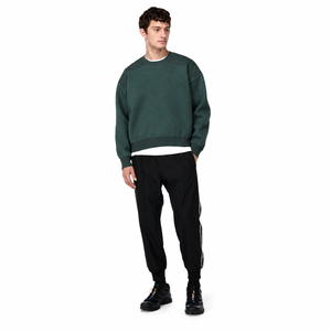 Pull en tricot à col rond vert foncé pour homme, coupe classique, couleur unie, coton, vêtement d'automne, pull décontracté - Product Image 3