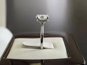 Moissanite Engagement <b>Ring</b> 925 Sterling <b>Silver</b> Oval Cut <b>Solitaire</b> Wedding <b>Ring</b> for Women - Product Image 5