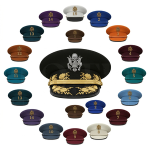 Vintage Style Embroidered Formal Uniform <b>Cap</b> Decorative Peak <b>Hat</b> with Metallic Badge Design for Costume & Collection Visor <b>Hats</b> - Product Image 1