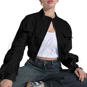 Veste courte pour femme avec logo personnalisé, nouvelle collection 2026, manches longues, veste bomber légère pour femme - Product Image 6