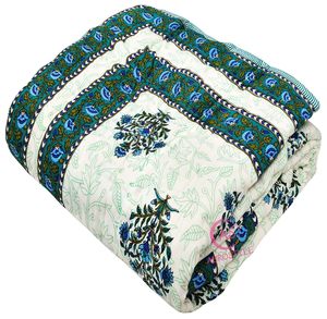 400 TC Pure Cotton Floral Printed Bohemian Style Single Bed <b>Quilt</b> Lightweight Soft 85x55 Inch All Season <b>Bedding</b> - Product Image 2