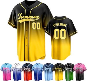 Camiseta de Béisbol Personalizada con Degradado, Unisex, Manga Corta, Impresión Sublimada, Secado Rápido, Ropa Deportiva de Poliéster para Adultos - Product Image 5