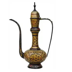 Hot Selling New Golden <b>Arabic</b> Coffee Pot Metal Durable Middle East Style <b>Tea</b> Drinking <b>Set</b> Dallah Coffee Pot - Product Image 2