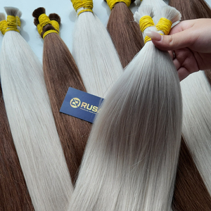 Extensiones de Cabello Humano Virgen RUSA, Cabello a Granel con Puntas Completas, Color Gris Plateado Decolorado, Fabricación de Cabello - Product Image 6