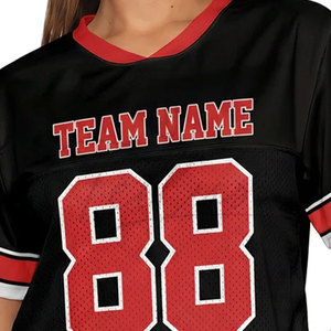 Camiseta de fútbol americano oversize personalizada de moda urbana para mujer, camiseta corta de malla holgada, camisetas de fútbol americano personalizadas para mujer - Product Image 4