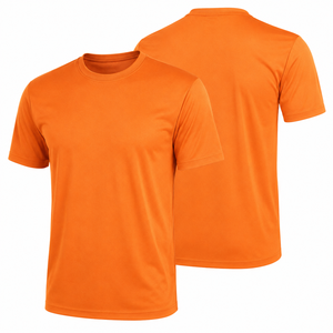 Men's <b>Orange</b> 100% Polyester Jersey Knitted Quick Dry <b>T</b>-<b>Shirt</b> Short Sleeve Crew Neck Regular Fit Solid Color Casual Sportswear - Product Image 1