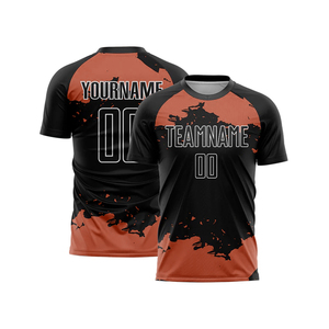 Camiseta de Fútbol Sublimada Personalizada para Hombre, Negra y Azul, Absorbente de Humedad, Manga Corta, Cuello Redondo, Ajuste Atlético, Impresión con Nombre del Equipo - Product Image 3