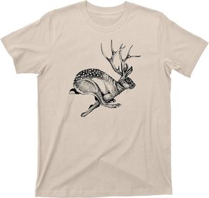 Custom <b>Men's</b> Jackalope Print O-Neck Regular Fit Breathable Cotton Jersey <b>Animal</b> Pattern Plus Size Streetwear High T-Shirt - Product Image 2