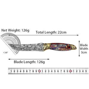 Cuchillo de Caza y Camping Multiusos de Acero de Damasco de Grado Industrial con Filo Afilado y Punta de Cobre, Personalizable OEM - Product Image 3