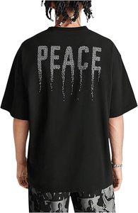 เสื้อยืดคอกลมแขนสั้นสีดำสำหรับผู้ชาย ตกแต่งด้วยคริสตัล เหมาะสำหรับฤดูร้อน  ผ้าหนา  รับสกรีนโลโก้ตามสั่ง - Product Image 2