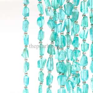 Perles d'apatite bleu ciel facettées en forme de pépites 5x7mm 6x8mm, perles d'apatite naturelle, perles de pierres précieuses pour la fabrication de bijoux, brin de 8 pouces en vrac - Product Image 5