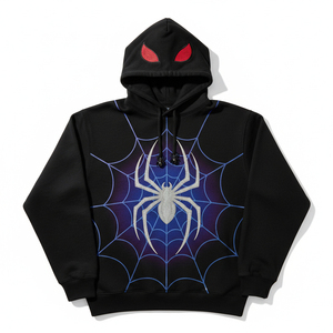 Sudadera con Capucha de Diseño Spider, Invierno, Poliéster/Algodón, Estilo Gótico Urbano, Unisex, Talla Grande, Sudadera con Capucha de Forro Polar Personalizada - Product Image 1