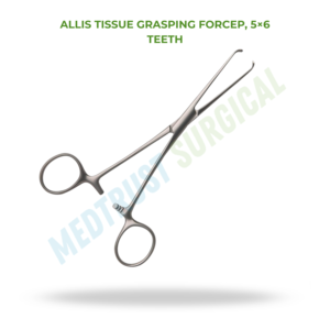 Forceps de préhension tissulaire Allis 5x6 dents 15cm, instrument chirurgical pour la préhension des tissus - Product Image 2