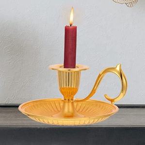 Candelabro de mesa de Metal duradero con acabado dorado de diseño exquisito con asa para decoración de iluminación, candelabros cónicos - Product Image 3