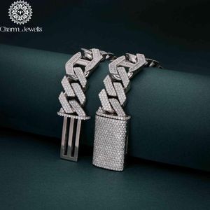 Collier pour homme en moissanite Charm Jewells, coupe brillante, forme de boule, chaîne à maillons géométriques, plaqué or 14 carats, argent 925, certifié IGI - Product Image 3