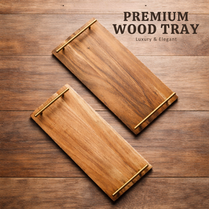 Eco-Friendly Acacia Wood Serving Tray Rectangle | Minimalist Nordic Wooden Food Tray | Premium <b>Camping</b> & <b>Kitchen</b> Dinnerware. - Product Image 4