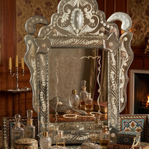 Espejo de Pared Decorativo Barroco Veneciano Antiguo |   Espejo Decorativo con Marco Tallado Ornamentado Vintage para Sala de Estar y Decoración Clásica del Hogar - Product Image 3