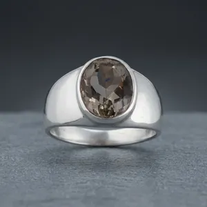 Bague en argent sterling 925 avec améthyste pour homme, élégante bague ovale avec pierre précieuse, bijou tendance pour tous les jours - Product Image 3