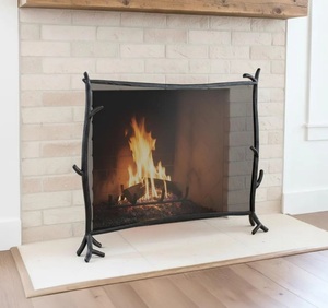 Protector de Chimenea Metálico con Diseño de Ramas de Bosque, Malla Curva, Resistente al Calor, Independiente - Product Image 2