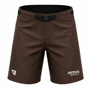 กางเกงขาสั้นผู้ชาย RONAL SPORTS สีน้ำตาล แห้งเร็ว ทรงปกติ พิมพ์ลายโลโก้ด้วยความร้อน ด้านขวาของขา ความยาวขาสั้น ผลิตจากโพลีเอสเตอร์ - Product Image 1