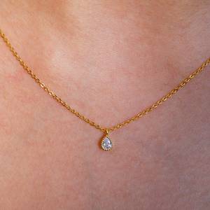 Dainty Gold Teardrop Necklace 925 Sterling Silver 14K Gold Plated Bridal Wedding Jewelry <b>Gift</b> <b>For</b> <b>Her</b> - Product Image 5