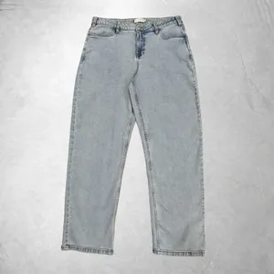 Jeans Anchos de Pierna Ancha con Lavado Claro - Cintura Alta para Hombre - Mezclilla Suave y Elástica - Tallas de la S a la XXL - Product Image 1