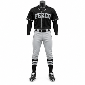 Uniforme de baseball léger, logo personnalisé, gris et noir, faible MOQ, prix bas, pour adultes. - Product Image 5