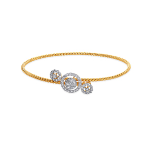 Bracelet élégant pour femme en or jaune 18 carats avec diamants de laboratoire, triple cercle, design de créateur - Product Image 2