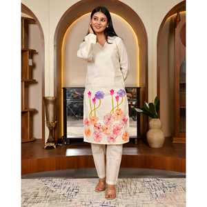 Conjunto de Kurta Casual para Mujer, Transpirable, Manga Larga, Talla XS, Tela de Algodón - Product Image 2