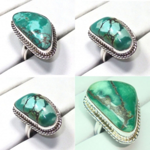 Turquoise 925 Sterling Silver Wholesale 925 Silver Rings Bijoux pour femmes Bagues de mariage pour femmes bagues d'éternité vermeil - Product Image 2