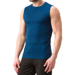 T-shirt sans manches pour homme en coton de qualité supérieure, logo personnalisé, coupe slim, t-shirt uni pour homme, t-shirts de sport - Product Image 3