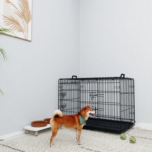 Gabbia per Cani Nera da 36 Pollici con Doppio Meccanismo di Chiusura, Due Porte e Due Maniglie, Gabbia per Animali Domestici con Doppio Bullone - Product Image 1