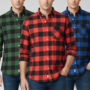 Chemise décontractée à carreaux pour homme en flanelle 100% coton, tissée, teinte en fil, super douce et de haute qualité, pour l'hiver - Product Image 4