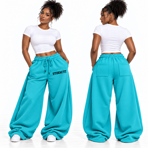 Pantalones Cargo de Felpa Personalizados para Mujer, Color Amarillo, Pierna Ancha, Cintura Media, Cordón Elástico, Corte Regular, Largos, Estilo Urbano - Product Image 6