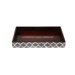 Plateau d'incrustation d'os fait main de luxe de qualité supérieure Beau rangement de coiffeuse pour salle de bain ou chambre à coucher d'Inde - Product Image 1