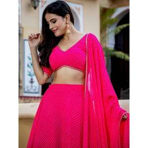 Marvelous Pink Laheriya Print Georgette Diseñador Lehenga Choli - Product Image 2