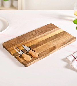 Planche à découper en bois au design créatif, rectangulaire avec poignée, grain de bois naturel, bloc de découpe écologique, ustensiles de cuisine - Product Image 6