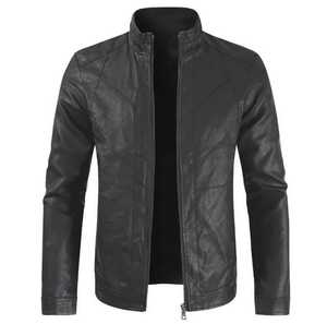 2024 OEM Men's High Quality Vintage Style Genuine Leather <b>Jacket</b> 100% Polyester Stand Hooded Windproof Zipper Closure <b>Winter</b> - Product Image 1