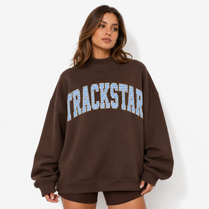 เสื้อสเวตเชิ้ตคอวีปักลายช็อกโกแลตสไตล์วาร์ซิตี้สำหรับผู้หญิง รุ่น TSI-MN-096 - Product Image 1